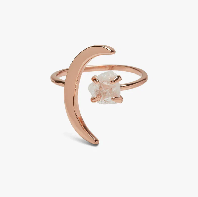 Crescent Moon Ring Rose Gold