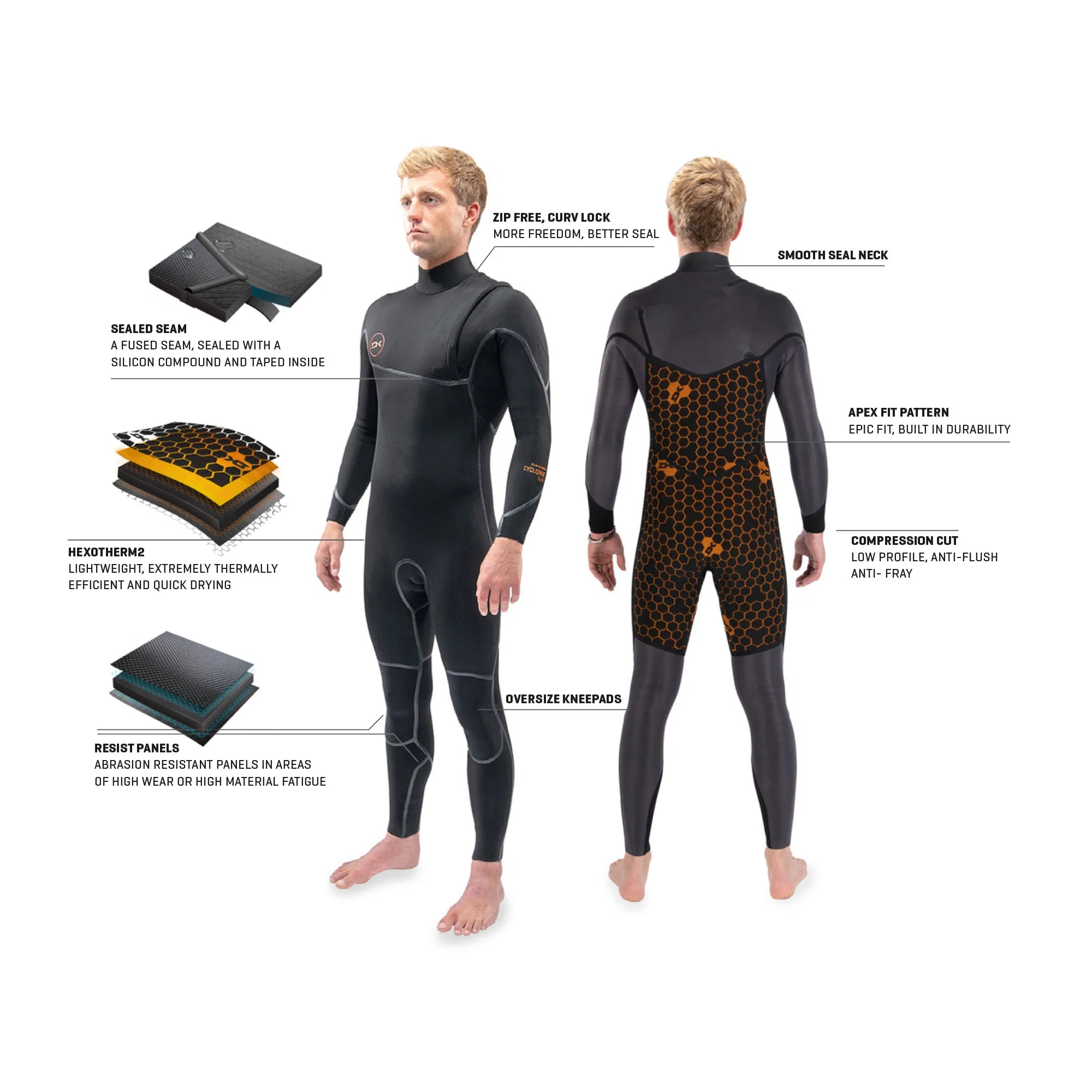 Dakine Mens Cyclone Zip Free 4/3mm - Image 5