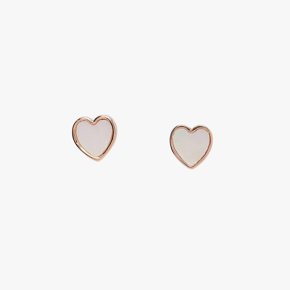 Heart of Pearl Stud Earring Rose Gold