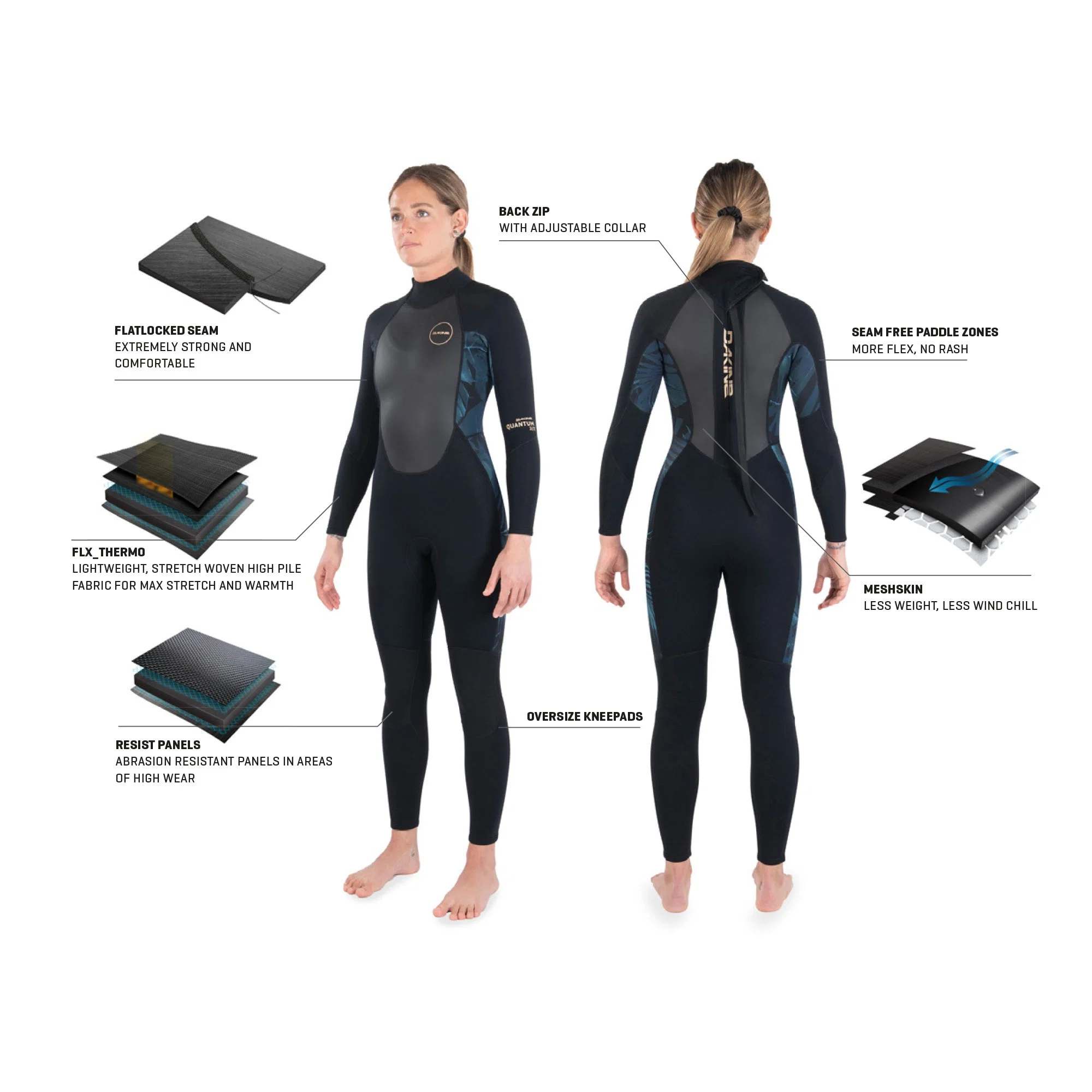 Dakine Womens Quantum Back Zip F/L 3/2mm - Image 3